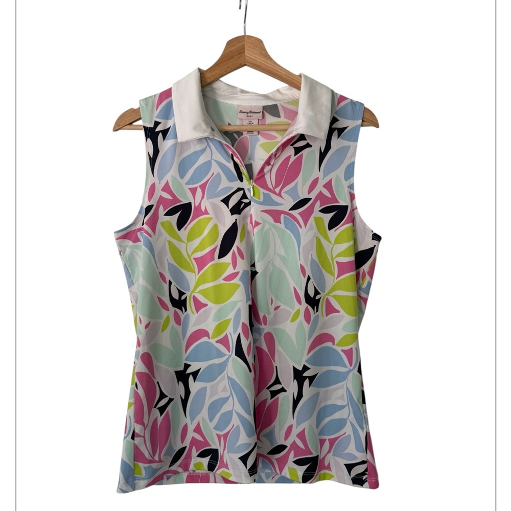 Tommy Bahama Golf Women's Sleeveless Golf Polo Large Zip Multicolor